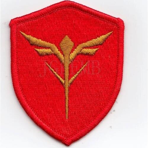 Red background gold design 100%Embroidery Gundam Char Aznable Military Tactical Morale Embroidery patch Badges B2459
