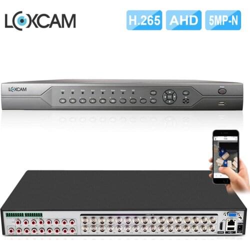 LOXCAM H.265+ 32ch 5M-N AHD DVR 6 in 1 Hybrid AHD CVI NVR Recorder for security 5MP 4MP AHD camera system onvif P2P Alarm DVR