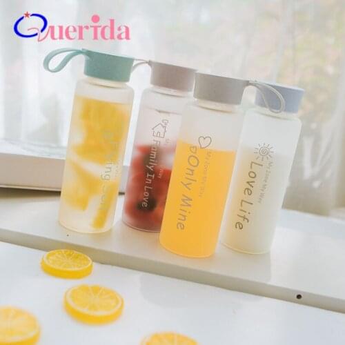 Frosted Creative Wheat Straw Glass Cup Letter Lemon Simple Harajuku Glass Bottle Female Student Fresh Hand Cup