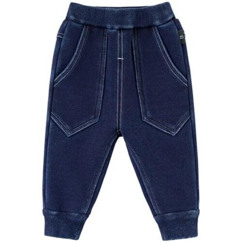 Fashion Winter Warm Boy Pants For 0-3 Years Baby Toddler Casual Jeans With Velvet Lining Enfant cotton Kids Children Trousers