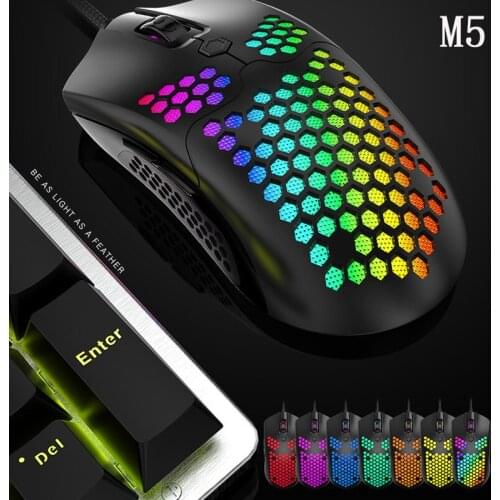 M5 Hollow Mouse Wasp Lightweight USB Wired Mouse RGB Backlit 800-12000DPI 6 levels adjustable/Mode Switch Mouse for work/ game