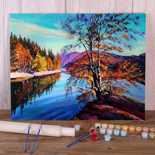 Landscape Near The Water Paint By Numbers Kit Oil Paints 40*50 Picture By Numbers Photo Home Decoration For Wholesale