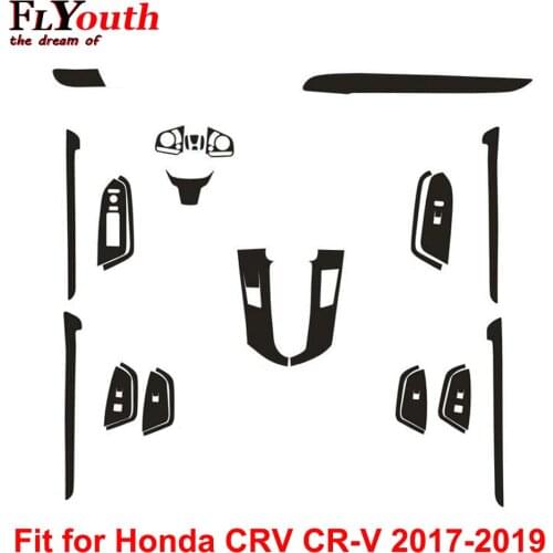 Carbon Fiber Sticker for Honda CRV CR-V 2017-2019 Car Gear Shift Panel Water Cup Holder Panel Frame Cover Trim Car Styling