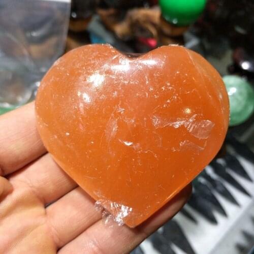 Natural Yellow Calcite Stone Crystal Quartz Heart Healing for Christmas decoration gift