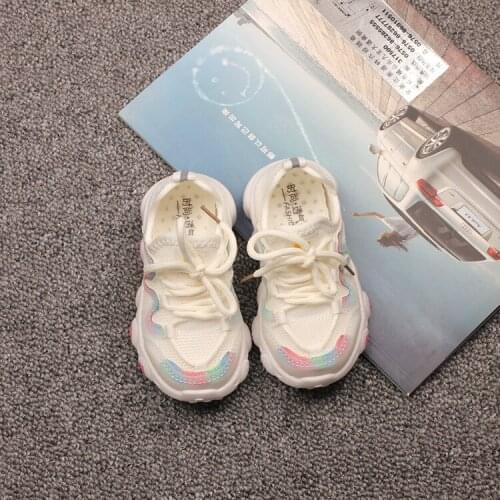 2021 Spring New Childrens Soft-soled Non-slip Sneakers Elastic Breathable Running Shoes Boys and Girls Pedal Shoes Hot