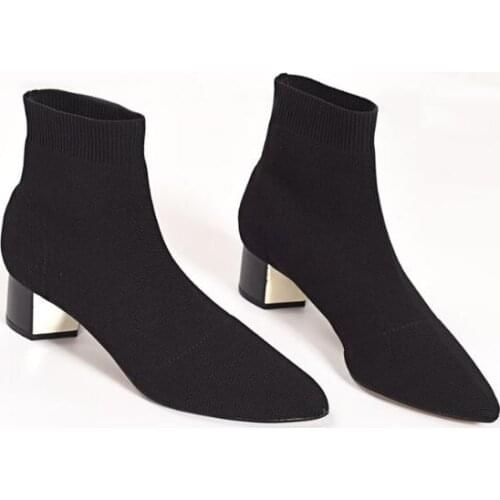 2021 New Arrival Fashion Women Ankle Socks Boots Casual High Tops Knitted Elastic Boots Pointed Toe Shoes Lady aa0529