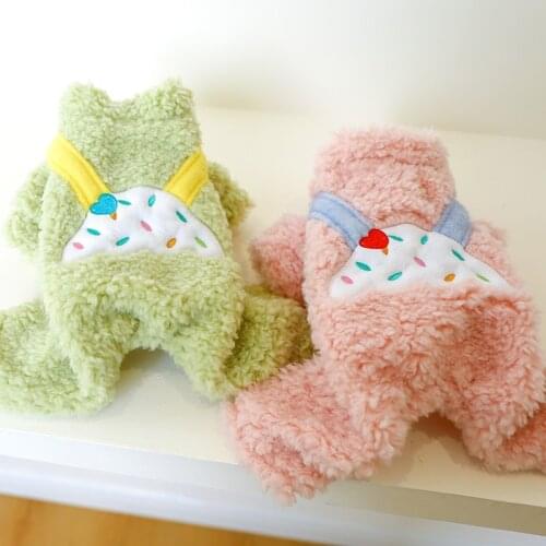 Dog Clothes Autumn and Winter New Products To Keep Warm Plus Velvet Dog Cat Cat Teddy Costume Cake Four-legged Clothes