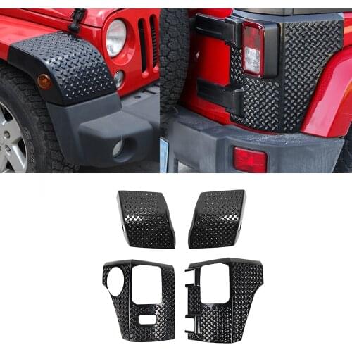 Front Wheel Eyebrow / Taillight Wrap Angle Decoration Stickers for Jeep Wrangler JK 2007-2017 Car Exterior Accessories ABS Black