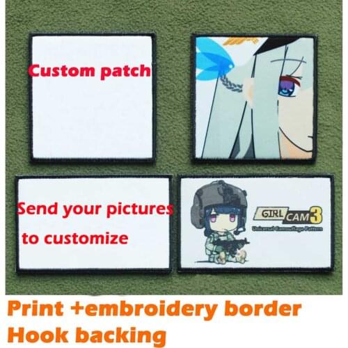 Custom Patch Print and Embroidery Border Personalized Badge Patch for Clothes Hat Decoration Hook Backing
