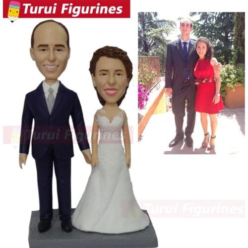 Custom sculptures copy from photo wedding couple bobblehead figurines custom bust wedding cake topper from pictures personalized