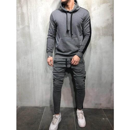 AHVIT New Style Casual Mans Two Piece Set Long Sleeve Hooded Collar Top And Sport Long Pants mail1139