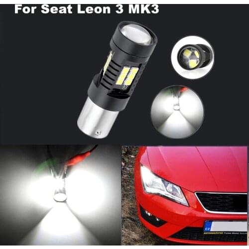 For Seat Leon 3 MK3 5F (2013+) 1 pair 1156 BA15S 3030 21SMD P21W Ba15s Canbus White LED DRL