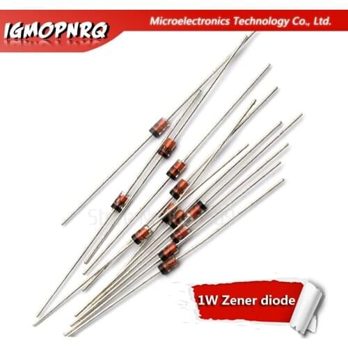 100pcs 1W Zener diode DO-41 3V 3V3 3V6 3V9 4V3 4V7 5V1 5V6 6V2 6V8 7V5 8V2 9V1 10V 11V 12V 13V 1N4733A 1N4742A 1N4728A HJXRHGAL