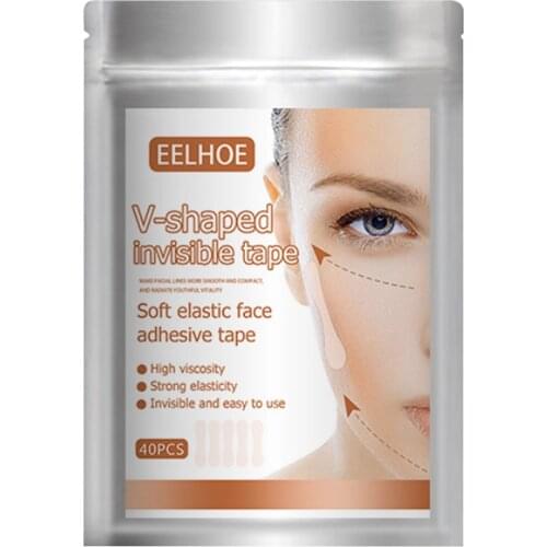 40Pcs/Pack V Shaped Invisible Tape Waterproof V Face Adhesive Tape Breathable Face Lifting Tighten Chin Sticker