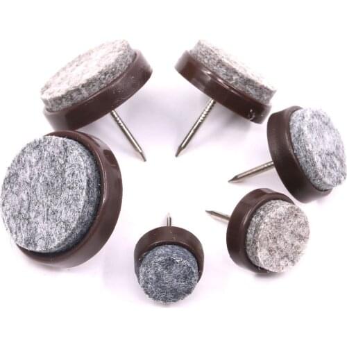 50PCS Furniture Felts Protectors Legs Pads Grey & Brown Sofa Chair Table Legs Nonslip Silver Anti-skid Pads Nail Protectors