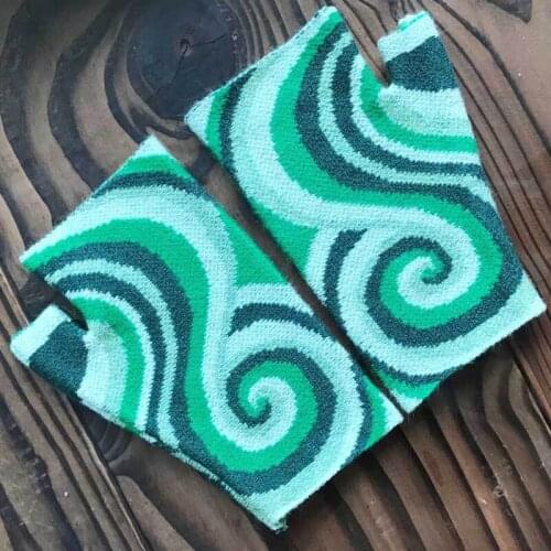 Women Fingerless Gloves Fashion Hand Gloves Ladies Stitching Color Knit Glove Female Knitted Print Mitten Warm Winter Gloves