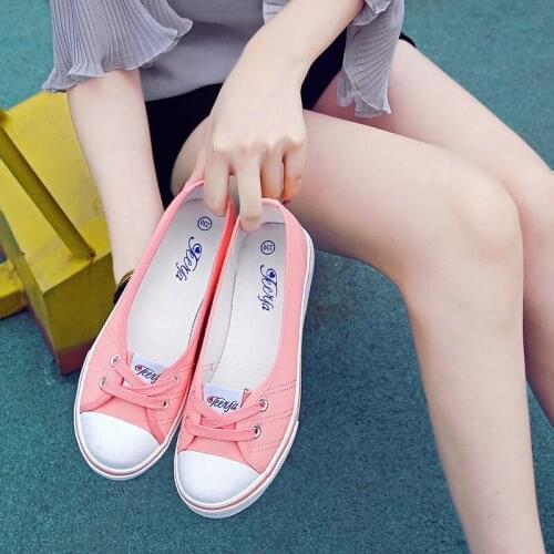 2020 New Women Casual Shoes Candy Colors Round Toe Flat With Shoes Fashion Canvas Lace-Up Solid Breathable Shoes Woman
