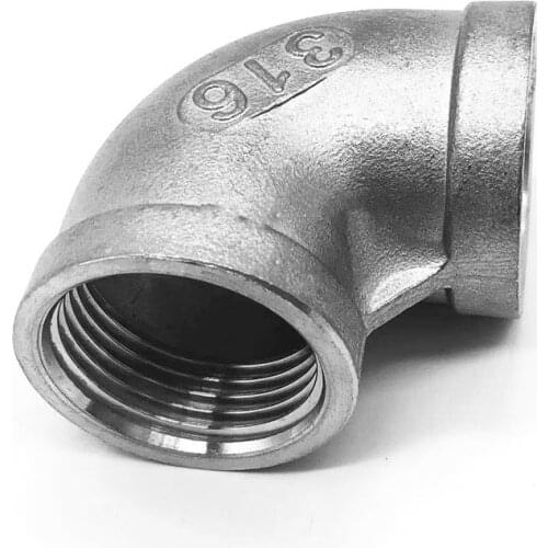 1/4" 3/8" 1/2" 3/4" 1" 1-1/4" 1-1/2" BSP Female Thread 316 Stainless Steel Elbow 90 Degree Pipe Fitting Coupler Connector