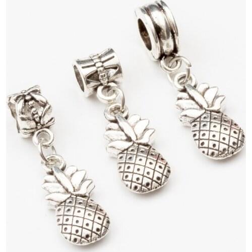 10pcs pineapple European Bead Vintage Silver Charms fit for pandora style Bracelets Necklace DIY Metal Jewelry Making JA600049