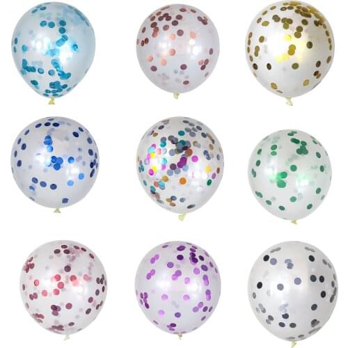 10Pcs Gold Foil Glitter Confetti Clear Balloons Globos Transparent Balloons Happy Birthday Baby Shower Wedding Party Decorations