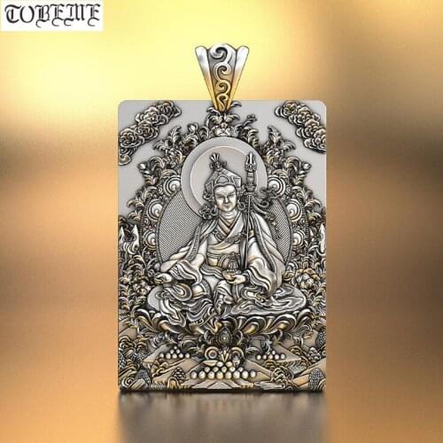 100% 999 silver Tibetan Guru Padmasambha pendant tibetan Lotus Buddha pendant buddhist Guru Padmasambhava Pendant Good Luck