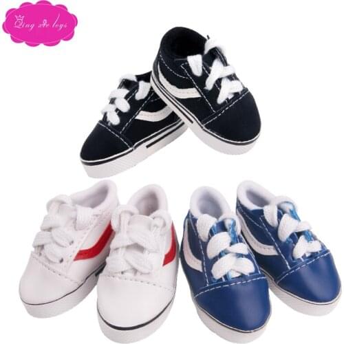 14.5-inch Girls doll shoes fashionable 3 color sports shoes PU American newborn shoe Baby toys fit milo dolls x40