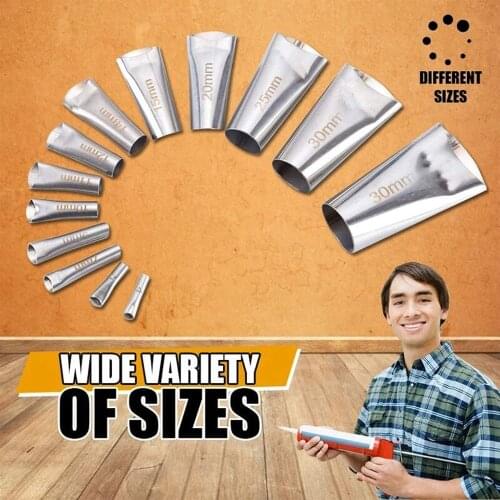 14pcs/Set Caulking Finisher Caulk Nozzle Glue Remover Scraper Durable Stainless Steel Sealant Nozzle Sealing Caulking Tools