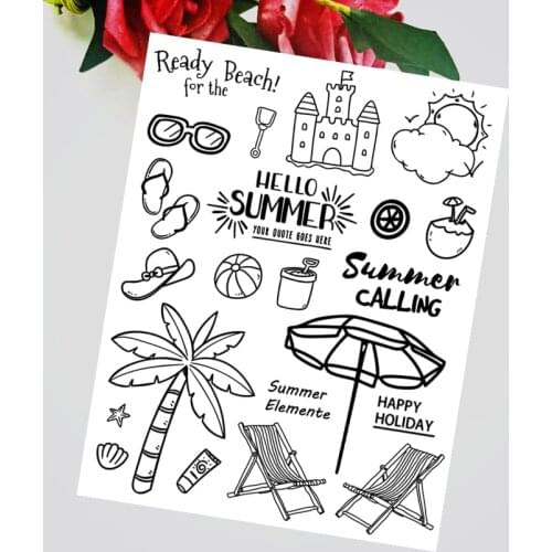 14x18CM Summer camp Transparent Silicon Seal Clear Stamps Roller Stamps DIY Scrapbook Album Card NEW YEAR Easter