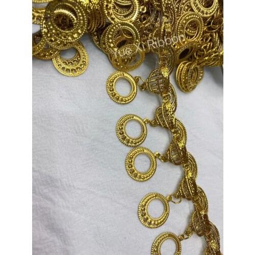 1Yard Quality Metallic Sequins Lace Ribbon Fringe Tassel Lace Dance Wedding Party Dress Sewing Fabric Decoration Supplier