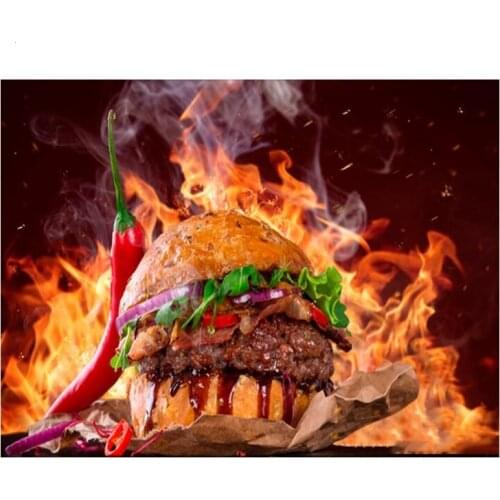 Hot spicy burger ys 5d diy diamond painting full square round resin diamond mosaic embroidery food picture kitchen wall decor