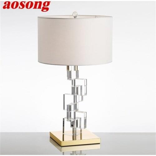 AOSONG Nordic Creative Table Lamp Contemporary Crystal LED Decorative Desk Light for Home Bedside Bedroom