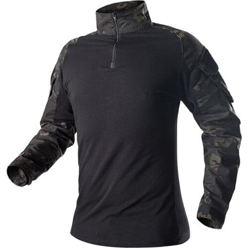 Army Tactical Shirt Camouflage Multicam Black Military Airsoft Paintball Men Long Sleeve Combat Shirts Hunting Hiking T-Shirt