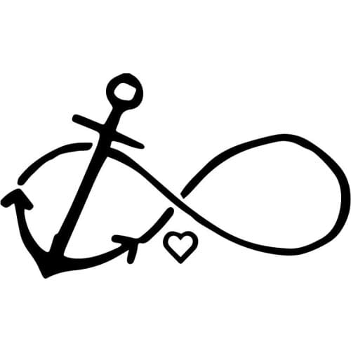 Car Sticker Boat Anchor Sailor Love Forever Car Sticker Art Cartoon PVC Decal Creative Waterproof Black/white,17cm*10cm