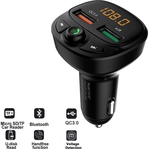 Car Bluetooth 5.0 MP3 Player TF Card Car Quick Charge Adapter QC 3.0 Fm Transmitter Dual USB Charger