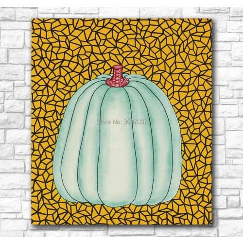 Free Shipping Wall Art Kusama Yayoi BLUE PUMPKIN Painting For Living Room Home Decoration Oil Painting On Canvas Wall Painting