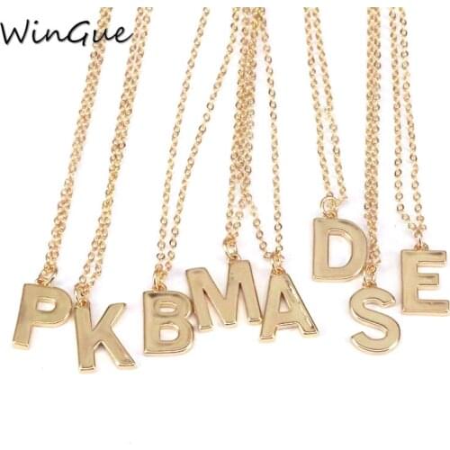 Trendy 26 Letters Pendant Necklace For Women Men Alphabet Necklace Gold Link Chain Necklace