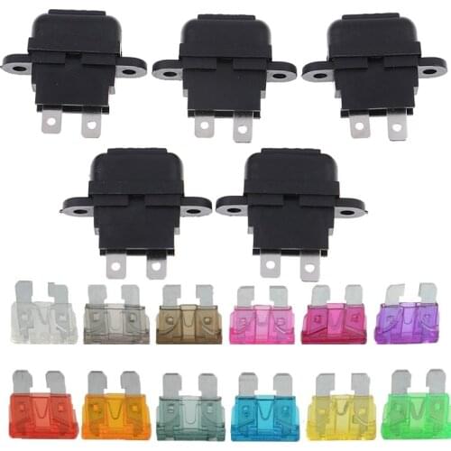 5Pcs Waterproof Auto Standard Middle Fuse Holder Car Boat Truck ATC ATO Blade Fuse Automobile Fuse Sheet Covered Ear Seat