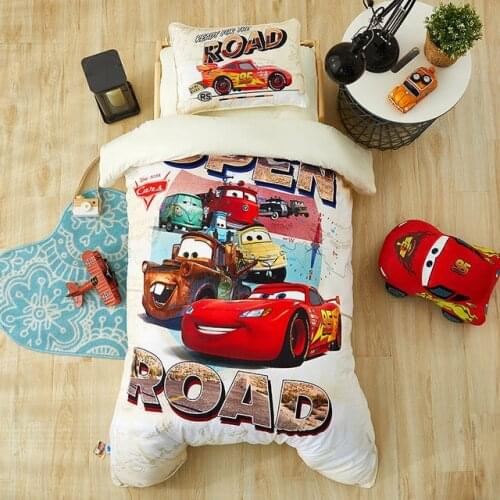 Disney McQueen Mickey elsa Cotton Bedding Set for Baby Crib Bed 3Pcs Duvet Cover Bedsheet Pillowcases for Baby Boy Girl 0.6m Bed