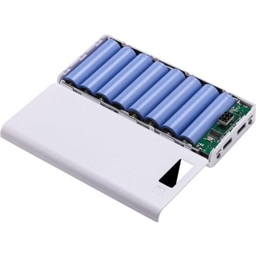 Dual USB 8x 18650 Batteries DIY Power Bank Box Holder Case Charger LED Light Power Adapter For Mobile Phone Tablet (No Battery)