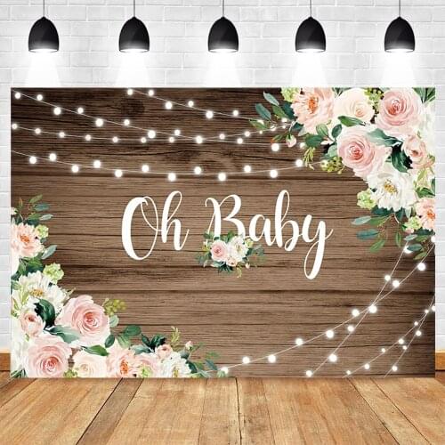Yeele Birthday Backdrop Photocall Oh Baby Wood Board Flower Party Decor Photography Prop Background Photo Studio Photographic