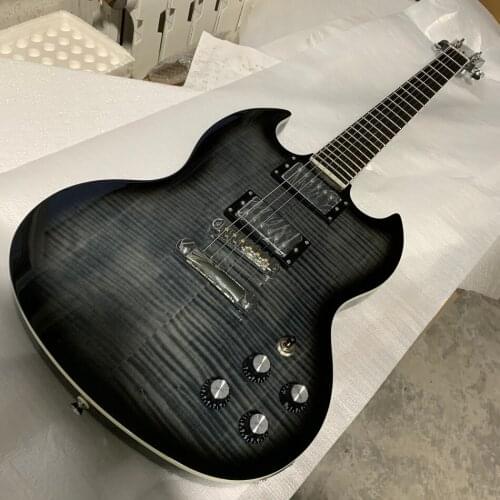 Rosewood fingerboard electric guitar, chrome hardware, Grey Flame Maple, Solid mahogany body electric guitar, Free shipping