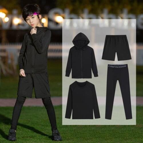 Compression Gym Tracksuit Kids Mens Running Set Boys Basketball Tights Sports Suit Running Jogging Trainning Clothes Sportswear