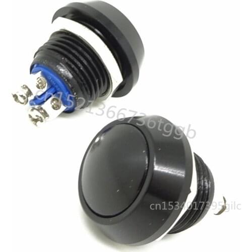 Metal Button Switch Black Small Waterproof Button Round Self Reset Switch 12mm Round Head Car Modification/Computer Switch