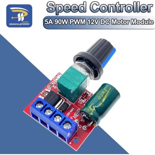 Mini 5A 90W PWM 12V DC Motor Speed Controller Module DC-DC 4.5V-35V Adjustable Speed Regulator Control Governor Switch 24V
