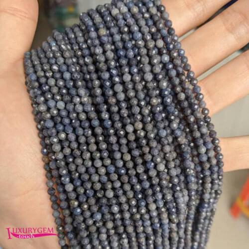 Natural Sapphires Stone Loose Small Beads High Quality 2.5/3/4mm Faceted Round Shape DIY Gem Jewelry Accessories 38cm wk339