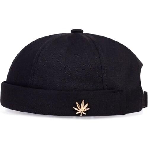 New Fashion Maple metal Landlord Hat Men Women Adjustable Beanie Hat Vintage Hip Hop Retro Skull Brimless hat dad hat