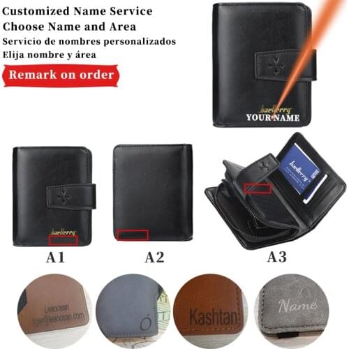 New PU Leather Coin Holder Men Wallets Free Name Engraving Men Wallets Zipper Card Holder High Quality Fashion Male Purse