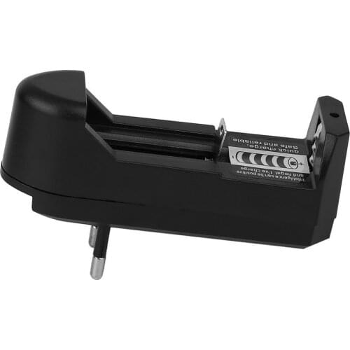 Black EU Plug Adjustable Charger For 3.7V 500mA 18650 AC 100-240V / 47-63 Hz Li-ion Rechargeable Battery