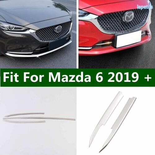 Car Front Grille Under Net Grid Strip / Bumper Splitter Lip Body Kit Spoiler Diffuser Cover Trim Fit For Mazda 6 2019 - 2021