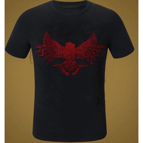 Drop shipping 2021 new fashion man tees summer t-shirt fashion cotton mens 100% cotton Rhinestones top